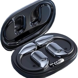 Open Ear Headphones,Bluetooth Headphones 5.4 Sports with Smart Digital Display, Fast Charging, Sweat Resistant, fit iOS & Android (Black)